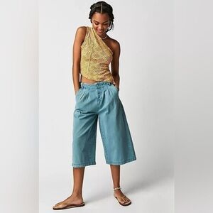 Free People hard rain gaucho pants high waisted wide leg .